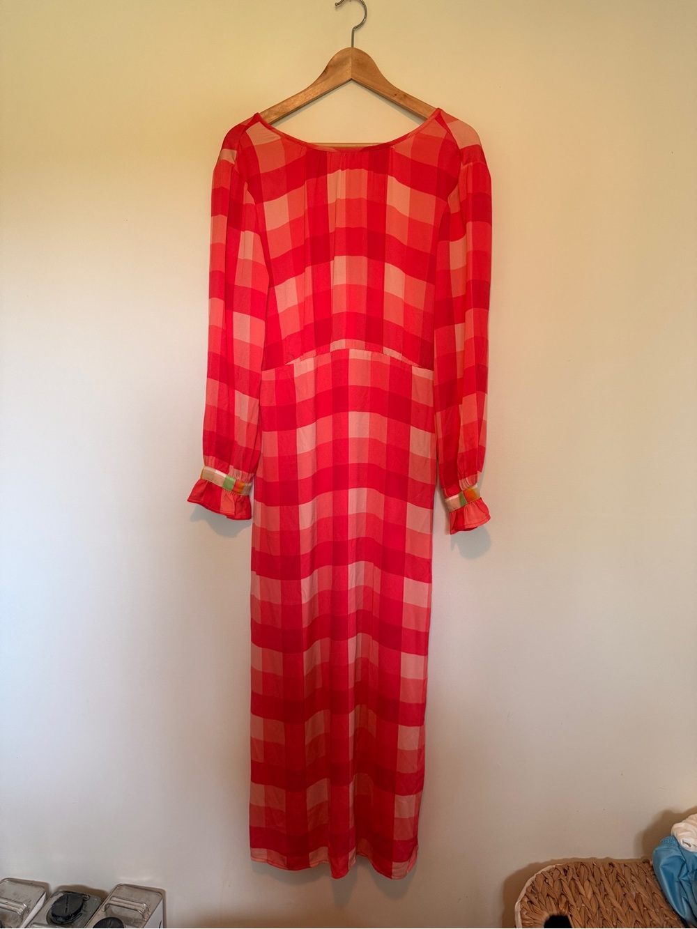 Like new - Veda checkered pink and white maxi dress